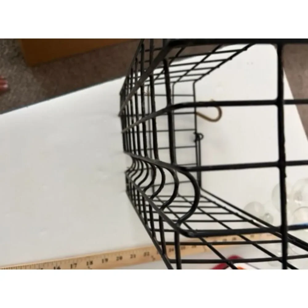 Rectangle metal basket with handle and hooks